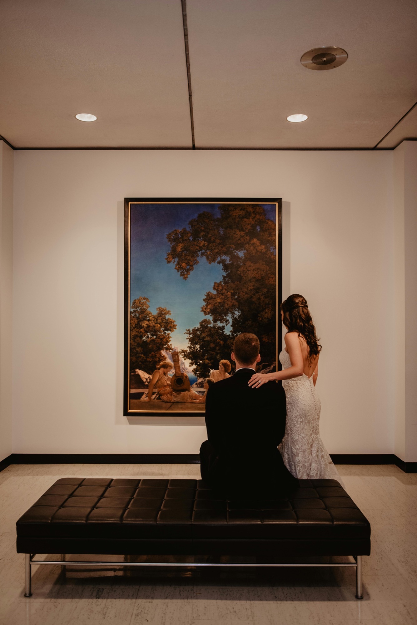 Custom wedding portrait painted from a couple's professional wedding photograph